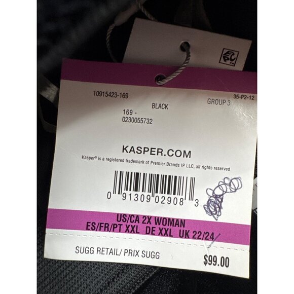 Kasper Black Velvet Womens Pants size 2X Plus Stretch Pull-On New $99 - Picture 6 of 8